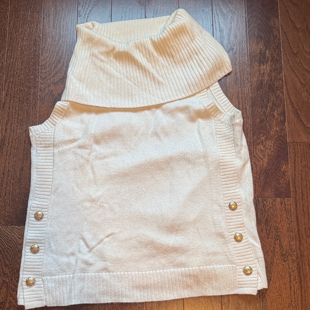 Talbots Cream Sleeveless Sweater Top